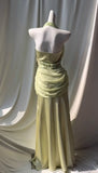Retro Light Green V-neck Chiffon Beaded Sequins Floor-length Prom Dress Beautiful Birthday Evening Dress HZ1108