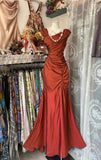 Gorgeous Dark Pink Mermaid Pleated Satin Irregular Neckline Ball Dress Birthday Dress HZ1108