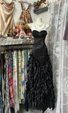 Black Temperament Sweetheart Neck Mermaid Satin Prom Dress Birthday Dress Formal Evening Dress HZ1108