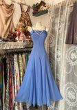 Vintage Soft Blue Spaghetti Strap A-line Chiffon Birthday Prom Dress Pretty Graduation Dress HZ1108