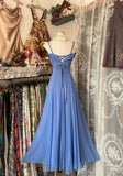 Vintage Soft Blue Spaghetti Strap A-line Chiffon Birthday Prom Dress Pretty Graduation Dress HZ1108