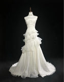 Stunning White Strapless Mermaid Organza Long Prom Dress Simple Wedding Dress HZ1108