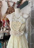 Beautiful A-Line Light Yellow Lace Strapless Prom Dress Cute Birthday Party Dress HZ1108