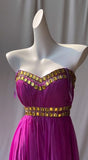 Fuchsia Sweetheart Neckline Retro Chiffon Ball gown Bright Bridesmaid Dress HZ1108