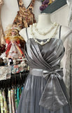 Cute Silver Grey A-Line Spaghetti Straps Tulle Satin Long Prom Dress Gorgeous Birthday Dress Evening Dress HZ1108
