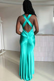 Simple Sheath V Neck Yellow Long Backless Prom Dress Sleeveless Party Dress HZ1108