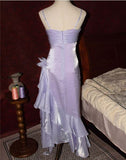 Sweet Blush Pink Spaghetti Straps Sleeveless Chiffon Prom Dress Vintage Birthday Evening Dress HZ1108