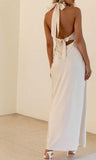 Sexy V-neck Sheath Halter Satin Backless Long Prom Dress Pretty Evening Dress HZ1108