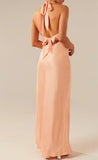 Sexy V-neck Sheath Halter Satin Backless Long Prom Dress Pretty Evening Dress HZ1108
