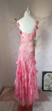 Sweet Pink Spaghetti Strap Sheath Vintage Chiffon Sequined Ball Dress Birthday Party Dress HZ1108