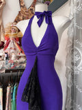 Beautiful Purple V-neck Lace Mermaid Long Prom Dress Backless Birthday Party Dress HZ1108