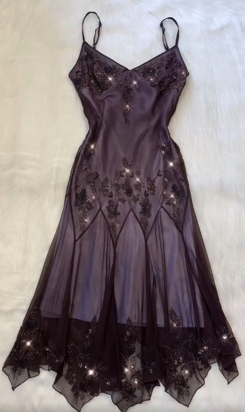 Vintage-Inspired Prom Dresses Under $180??Gothic Spaghetti Straps Blue Satin Chiffon Sheath Evening Dress with Beading HZ1108