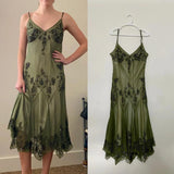 Vintage-Inspired Prom Dresses Under $180??Gothic Spaghetti Straps Blue Satin Chiffon Sheath Evening Dress with Beading HZ1108