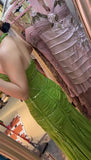 Vintage Green Halter Mermaid Chiffon Beaded Sequin Prom Dress Elegant Formal Evening Dress HZ1108