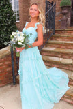 ??Enchanted Blue Sweetheart A-Line Prom Dress & Wedding Dress??- Elegant Chiffon Ruffled Birthday Party Dress HZ1108