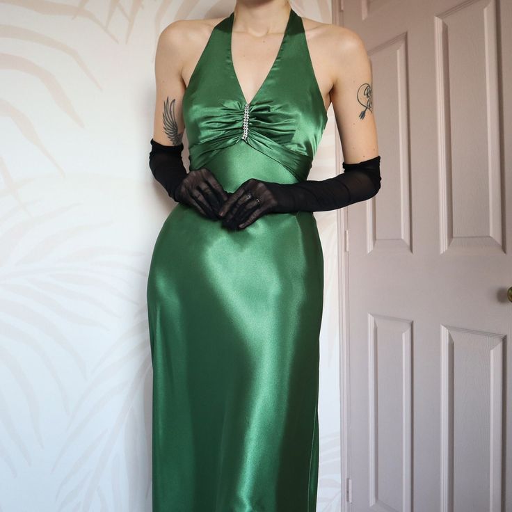 **??Vintage Forest Green Backless Ball Gown - Glam Sparkling Beads & Satin for Prom,?? Galas& Parties** HZ1108