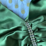 **??Vintage Forest Green Backless Ball Gown - Glam Sparkling Beads & Satin for Prom,?? Galas& Parties** HZ1108