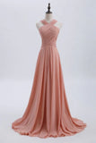 ??Glam Blush Pink Prom & Wedding Dress-Sweet 16 Chiffon Evening Gown for Graduation & Quinceanera HZ1108