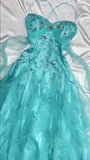 ?? 1950s Inspired Baby Princess Blue Prom Dress - Shimmering Sequins Tulle & Satin Ballgown for Formal Events HZ1108