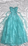 ?? 1950s Inspired Baby Princess Blue Prom Dress - Shimmering Sequins Tulle & Satin Ballgown for Formal Events HZ1108