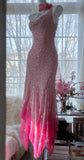 ?? Cinderella Pink A-Line Evening Gown - Iridescent Beaded Tulle with Soft Chiffon Layers for Sweet 16 HZ1108