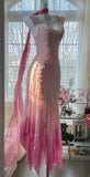 ?? Cinderella Pink A-Line Evening Gown - Iridescent Beaded Tulle with Soft Chiffon Layers for Sweet 16 HZ1108