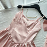 Fairytale?? Spring Pool Party Dress Pink Satin A-Line Short Prom Dress for Birthday &Homecoming HZ1108