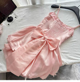 Fairytale?? Spring Pool Party Dress Pink Satin A-Line Short Prom Dress for Birthday &Homecoming HZ1108