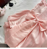 Fairytale?? Spring Pool Party Dress Pink Satin A-Line Short Prom Dress for Birthday &Homecoming HZ1108