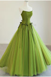 Green ??Fairytale Tulle Ball Dress for Wedding & Birthday - Strapless A-line Evening Dress HZ1108