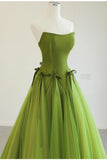 Green ??Fairytale Tulle Ball Dress for Wedding & Birthday - Strapless A-line Evening Dress HZ1108