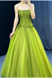Green ??Fairytale Tulle Ball Dress for Wedding & Birthday - Strapless A-line Evening Dress HZ1108