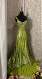 Fairytale Bud Green Mermaid Sequins Beaded Prom Dress Backless Tulle Evening Gown HZ1108