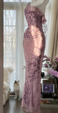 Enchanted Light Purple One Shoulder Bodycon Beading Chiffon Prom Dress Vintage Glitter Evening Gown HZ1108