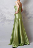 Sexy Y2k Green Sheath Spaghetti Strap Satin Prom Dress Elegant Evening Gown for Birthday HZ1108