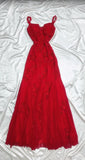 Retro Fairytale Red Chiffon Prom Dress for Party&Birthday Glitter Beaded Applique Evening Gown HZ1108