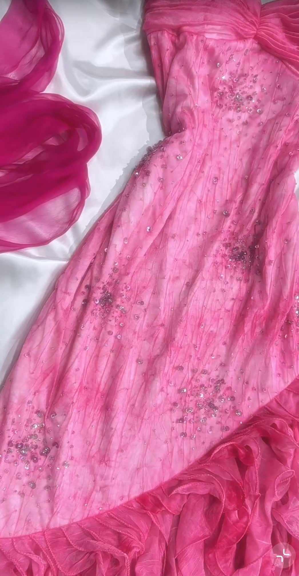 Pink Princess Style Beaded Chiffon Prom Dress for Party Glitter 90s Retro A-Line Evening Gown HZ1108