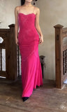 Fairytale Pink Spaghetti Strap Beaded Long Prom Dress Formal Evening Gowns HZ1108