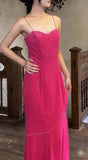 Fairytale Pink Spaghetti Strap Beaded Long Prom Dress Formal Evening Gowns HZ1108