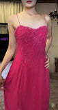 Fairytale Pink Spaghetti Strap Beaded Long Prom Dress Formal Evening Gowns HZ1108