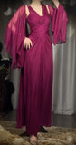 Elegant A-Line Grape V-neck Long Prom Dress Glam Sleeveless Chiffon Evening Dress HZ1108