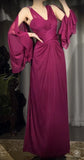 Elegant A-Line Grape V-neck Long Prom Dress Glam Sleeveless Chiffon Evening Dress HZ1108