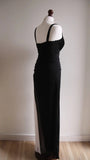 Elegant Black V-neck Chiffon Ball Dress Glam Ruffle Party Dress HZ1108