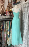 Sweet Mint Green Spaghetti Strap Chiffon Lace Bodycon Prom Dress Elegant Party Dress HZ1108