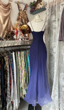 Elegant Gradient Midnight Purple Mermaid Spaghetti Strap Chiffon Long Prom Dresses Backless Evening Dress HZ1108