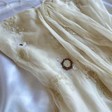 Vintage White Spaghetti Straps Chiffon Sheath Gentle Prom Dresses with Beading HZ1108