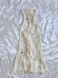 Vintage White Spaghetti Straps Chiffon Sheath Gentle Prom Dresses with Beading HZ1108