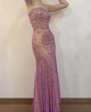 Vintage-Inspired Purple Chiffon Mermaid Prom Dresses Elegant Beaded Sleeveless Party Dresses HZ1108
