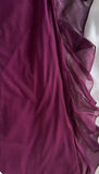 Vintage Grape One Shoulder Shiny Chiffon Sheath Elegant Party Dress with Ruffles HZ1108