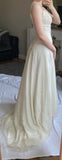 Gentle Apricot Spaghetti Straps Chiffon Empire Dress Shiny Beaded Long Simple Formal Evening Dress HZ1108